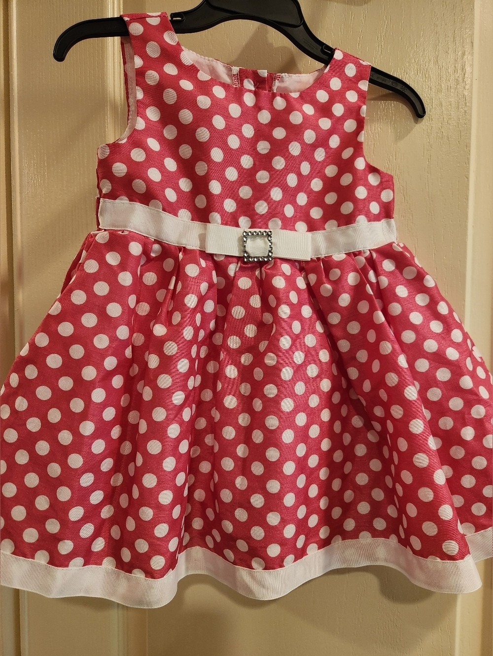 George Pink Polka Dot Girls' Party Dress with White Belt, Size 18M